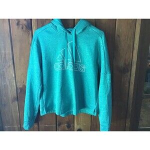 Adidas Woman Hoodie Size M Green Jersey Pullover Long Sleeves Athletic Sporty